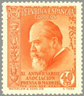 ESPAÑA 1935 703 Sello Nuevo XL Aniversario Asociación de la Prensa Miguel Moya