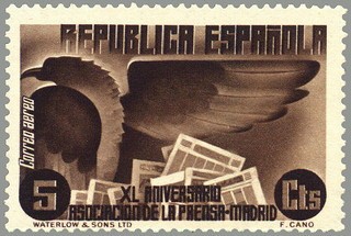 ESPAÑA 1936 713 Sello Nuevo XL Aniversario Asociación de la Prensa Alegoría Prensa