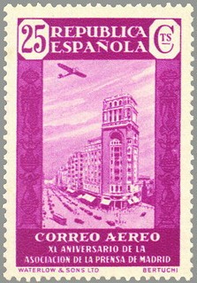 ESPAÑA 1936 717 Sello Nuevo XL Aniversario Asociación de la Prensa Palacio de la Prensa