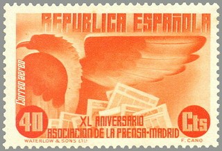 ESPAÑA 1936 719 Sello Nuevo XL Aniversario Asociación de la Prensa Alegoría Prensa