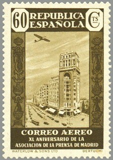 ESPAÑA 1936 721 Sello Nuevo XL Aniversario Asociación de la Prensa Palacio de la Prensa Madrid