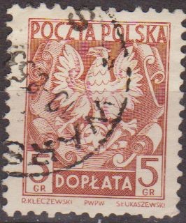 Polonia 1950 Scott J116 Sello Aguila Polaca Usado Polska Poland Polen Pologne 