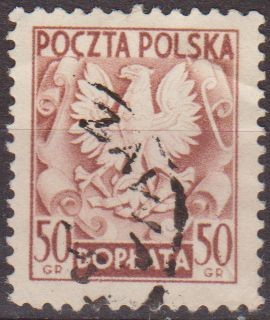 Polonia 1950 Scott J121 Sello Aguila Polaca Usado Polska Poland Polen Pologne 