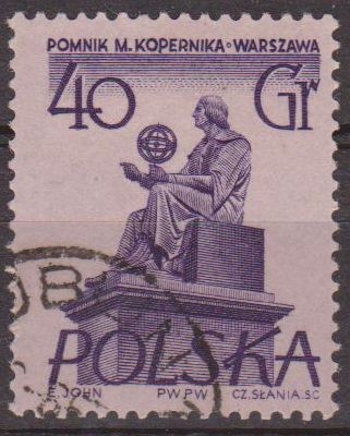 Polonia 1955 Scott 672 Sello Nuevo Monumentos de Varsovia Nicolaus Copernicus matasellos de favor 