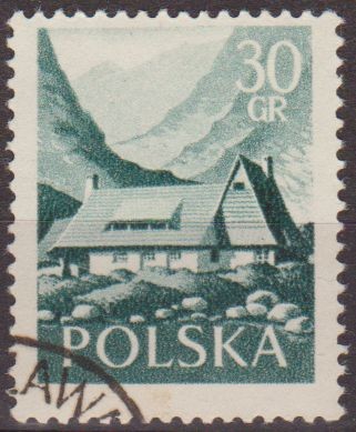 Polonia 1956 Scott 729 Sello Nuevo Paisajes Montes Zakopane y Refugio matasellos de favor Preobliter