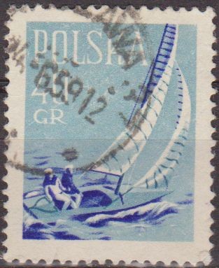 Polonia 1958 Scott 835 Sello Barco Velero Regata Usado Polska Poland Polen Pologne 