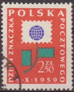 Polonia 1959 Scott 874 Sello Flor hecha de sellos Usado Polska Poland Polen Pologne 