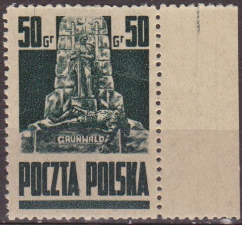 Polonia 1944 Scott 345 Sello Nuevo Monumento Grunwald Cracovia Polska Poland Polen Pologne