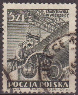 Polonia 1952 Scott 549 Sello Obras de Hormigonado Wierzbica Usado Polska Poland Polen Pologne