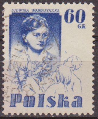 Polonia 1957 Scott 743 Sello Nuevo Ludwiga Wazynska y Niño matasellos de favor Preobliterado Polska 