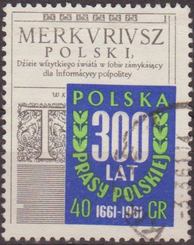 Polonia 1961 Scott 966 Sello º Portada Periodico Merkuriusz Usado