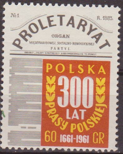 Polonia 1961 Scott 967 Sello º Portada Periodico Proletaryat