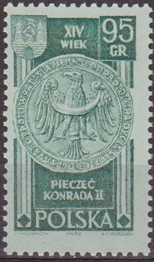 Polonia 1961 Scott 998 Sello Nuevo Conrad II y Aguilea de Silesia Polska Poland Polen Pologne 