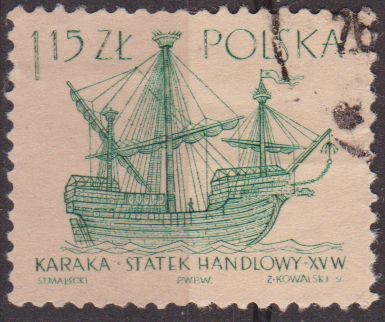 Polonia 1963 Scott 1131 Sello Antiguos Barcos Caraca Usado Siglo XV Polska Poland Polen Pologne 