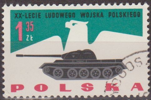 Polonia 1963 Scott 1170 Sello Nuevo Aguila y Tanque de Guerra matasellos de favor Preobliterado