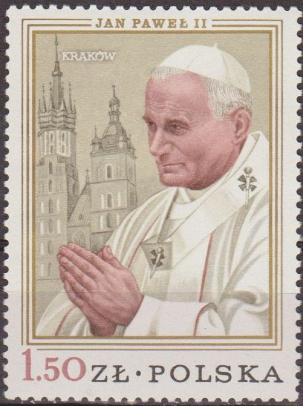 Polonia 1979 Scott 2338 Sello Nuevo Papa Juan Pablo II Catedral de Cracovia Canada Polska Poland