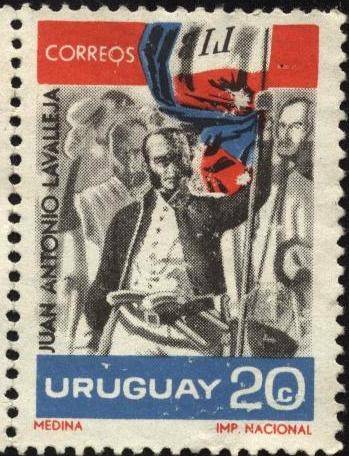 El General Juan Antonio Lavalleja con la bandera de los 33.