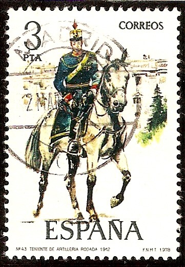 Uniformes militares - Teniente de Artillería rodada. 1912