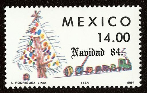 Motivos Navideños 1984 - Arbol navideño y tren de juguete 