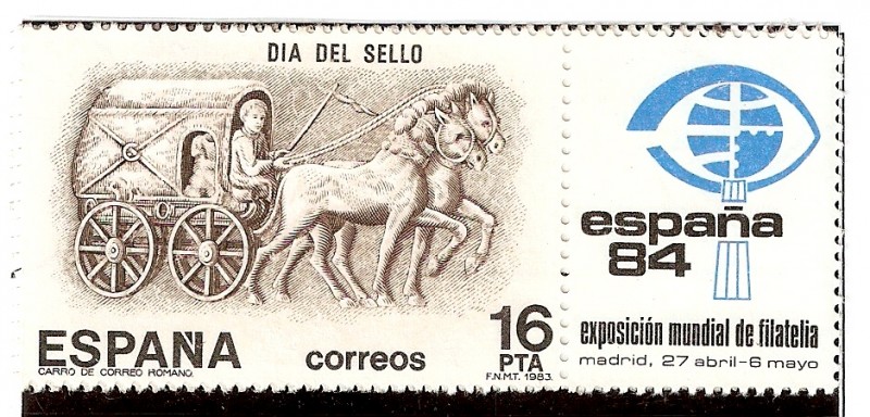 Día del Sello. Carro de corrreo romano