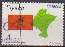 ESPAÑA 2011 4619 Sello Banderas y Mapas Autonomias Comunidad Foral de Navarra usado Espana Spain Esp