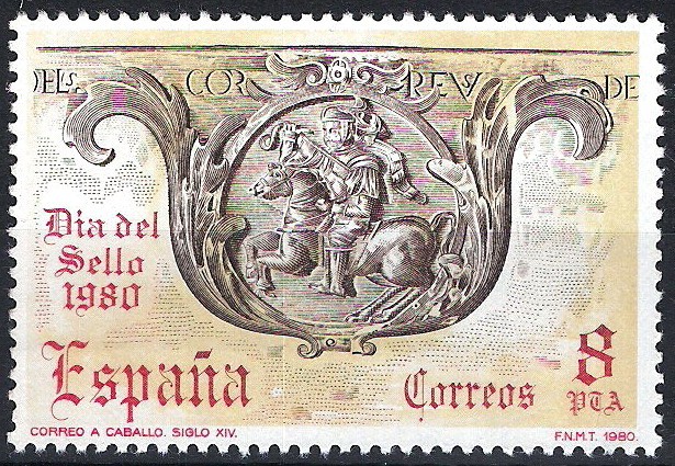 2575 Día del sello. Correo a caballo, siglo XIV.