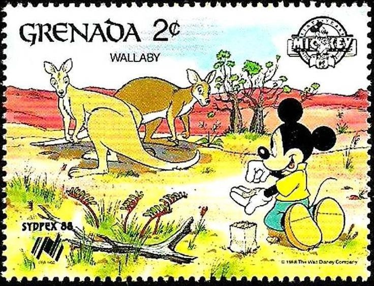 Granada 1988 Scott 1639 Sello ** Walt Disney SYDPEX Australia Mickey y Canguros 2c Grenada 