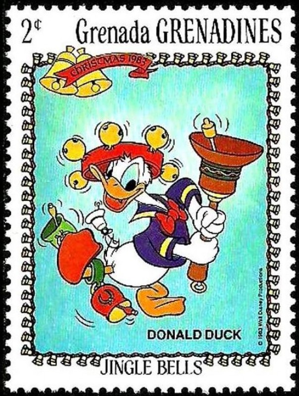 Grenada Grenadines 1983 Scott 562 Sello ** Walt Disney Navidad Jingle Bells Pato Donald 2c