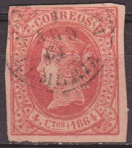 ESPAÑA 1864 64 Sello Isabel II 4cu usado Espana Spain Espagne Spagna 