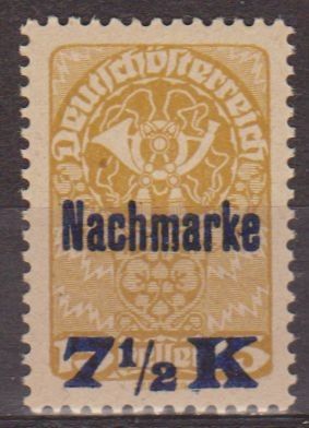 AUSTRIA 1921 Scott J102 Sello * Sobrecargado 7 1/2k 15h Osterreich Autriche 