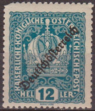 AUSTRIA 1918 Scott 185 Sello ** Corona Austriaca Sobreimpreso 12h Osterreich Autriche 