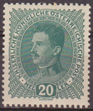 AUSTRIA 1917 Scott 169 Sello ** Emperador Karl I 20h Osterreich Autriche 