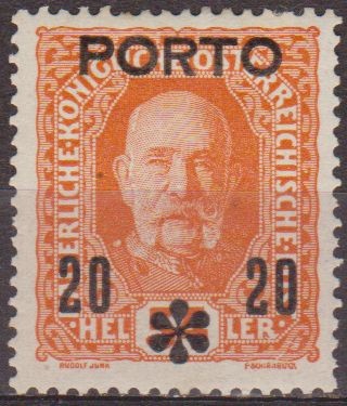 AUSTRIA 1917 Scott J62 Sello * Emperador Franz Josef Sobrecargado PORTO 20h 54h Osterreich Autriche 