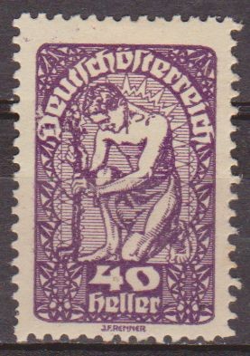 AUSTRIA 1919 Scott 212 Sello * Alegoría de la Nueva Republica 40h c/charnela Osterreich Autriche 