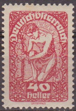 AUSTRIA 1919 Scott 213 Sello ** Alegoría de la Nueva Republica 40h Osterreich Autriche 