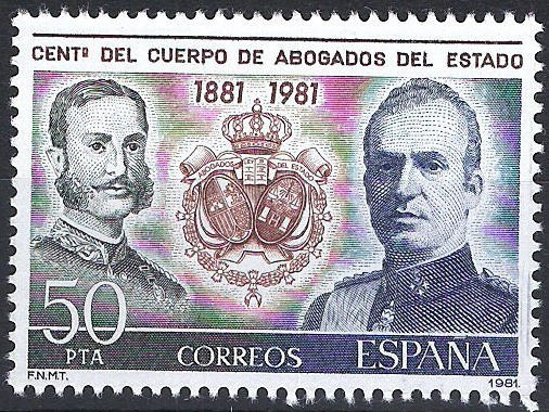 2624 Centenario del Cuerpo de abogados del Estado.Alfonso XII y Juan Carlos I.