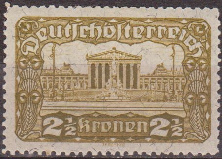 Austria 1919 Scott 220 Sello * Edificio del Parlamento 2 1/2k Osterreich Autriche 