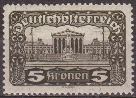 Austria 1919 Scott 223 Sello * Edificio del Parlamento 5k Osterreich Autriche 