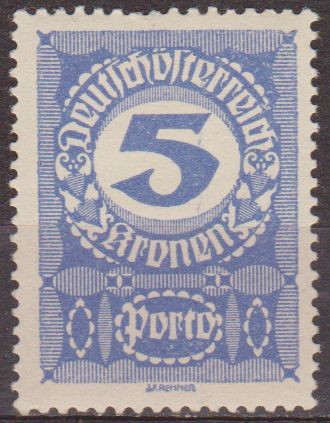 AUSTRIA 1920 Scott J89 Sello * Cifras Numeros 5k Osterreich Autriche 