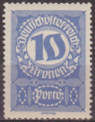 AUSTRIA 1920 Scott J91 Sello * Cifras Numeros 10k Osterreich Autriche 