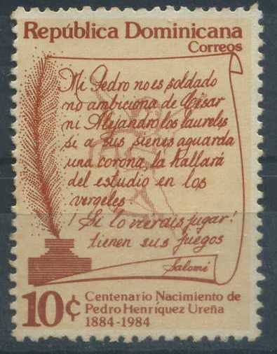 Scott 905 - Cent. Nacimiento Pedro Henriquez Ureña