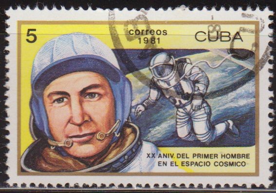 Cuba 1981 Scott 2402 Sello * Astronauta Astronaute Aniv. 1º Hombre en el Espacio Aleksei A. Leonov 5