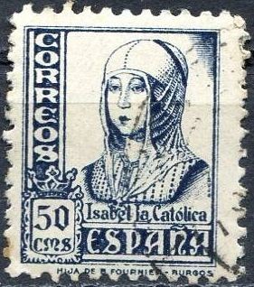 España 1938 825 Sello º Isabel la Católica 50c Michel775 Yvert585