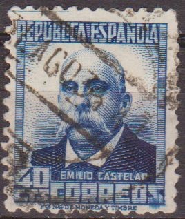 ESPAÑA 1932 670 Sello º Personajes Emilo Castelar 40c Republica Española