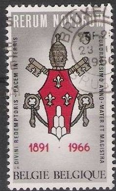 Belgica 1966 Scott 662 Sello º Escudo de Armas Papa Pablo VI 3fr Belgique Belgium 