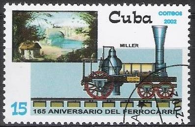 Cuba 2002 Scott 4263 Sello * Aniversario Ferrocarril Tren Train Miller Timbre 15c