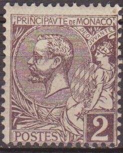 Monaco 1891 Scott 12 Sello ** Principe Alberto I 2c Principat de Monaco 