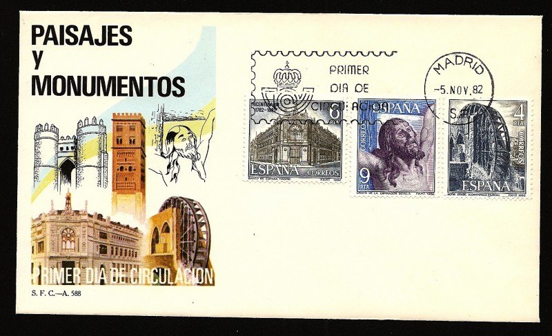 Paisajes y monumentos  - Noria árabe - Banco de España - Cristo de la expiración - SPD