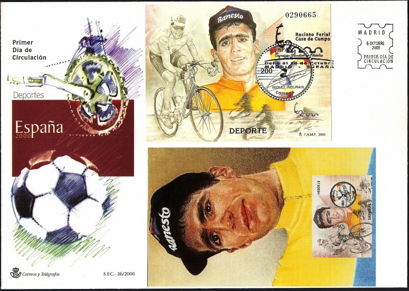 Exposición Mundial de Filatelia España 2000 - Ciclismo: Indurain - SPD