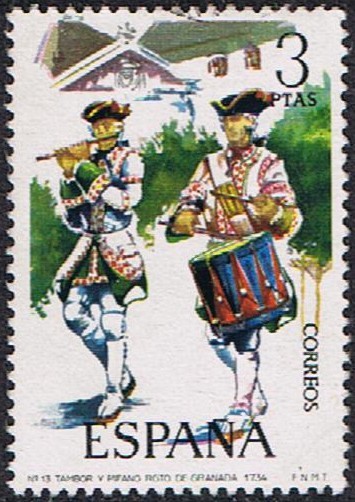 UNIFORMES MILITARES III GRUPO. TAMBOR DEL REGIMIENTO DE GRANADA, 1734